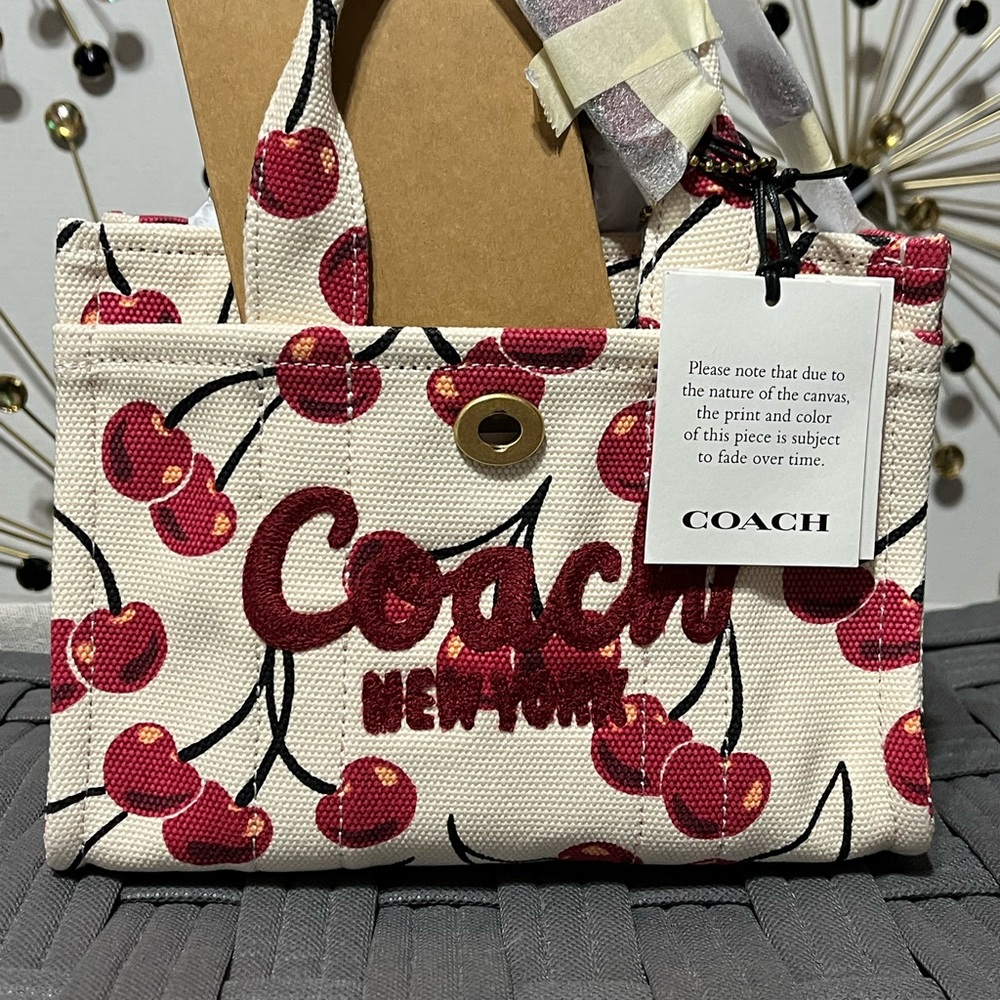 Coach Cream and Red Tote Bag with Playful Design